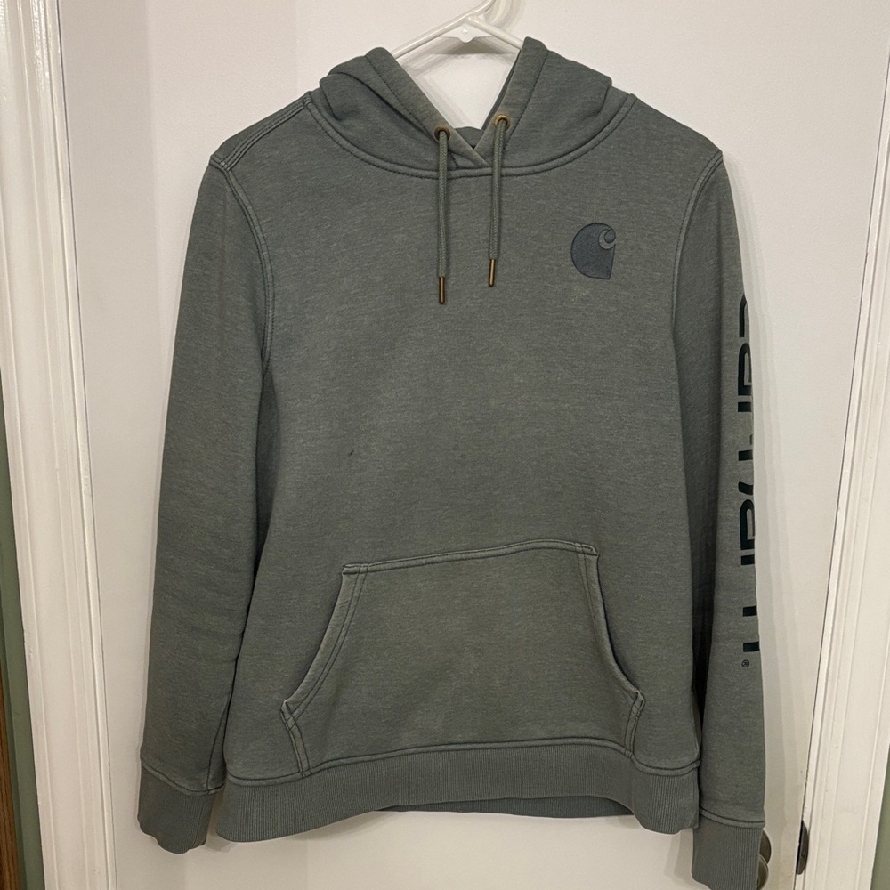 Carhartt Men's Olive Green Pullover Hoodie with Subtle Logo